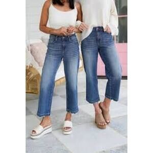 Judy Blue Womens Jeans 5 / 27 Wide Leg High Rise Crop Ankle Medium Wash JB88592